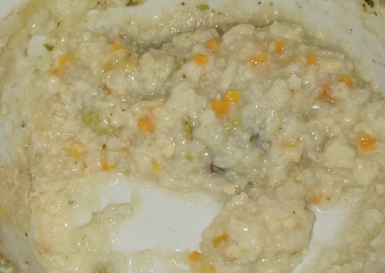 Resep: Mpasi 13 Bln Menu 3Bintang Bubur ayam wortel brokoli Slowcoocker yang Lezat