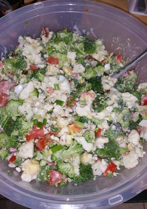 A picture of Broccoli and Cauliflower Salad.