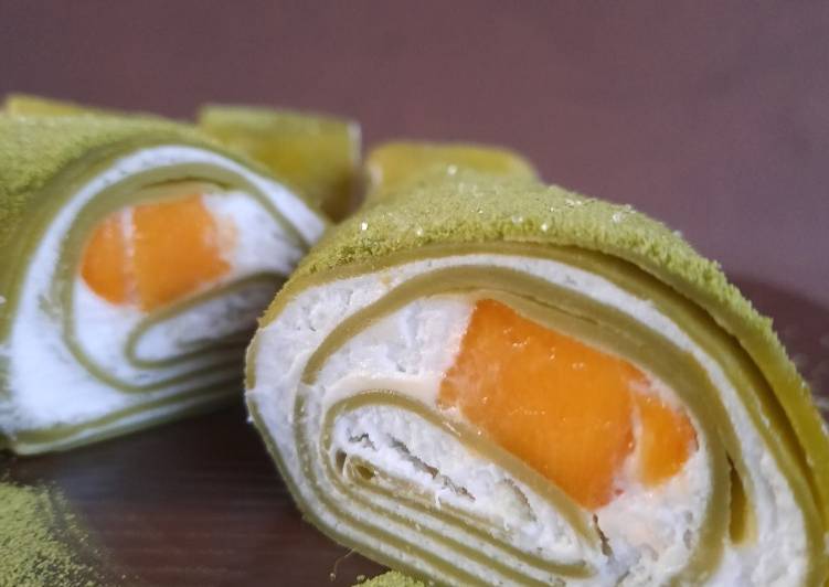 Cara Gampang Menyiapkan Matcha roll crepe Anti Gagal