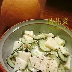 A picture of Simple and Refreshing Seasonal Asian Pear and Cucumber Salad.