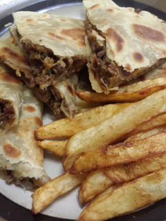 A picture of Bacon cheeseburger quesadillas.