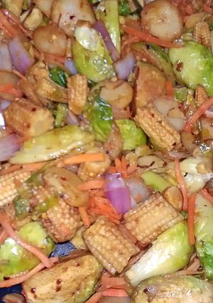 A picture of Brussels Sprout Stir-Fry.