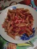 Penne integrale cu bulion și șuncă presată