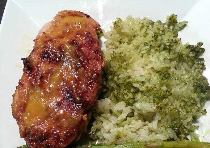 Mango Habanero Pork Chops w/Green Rice