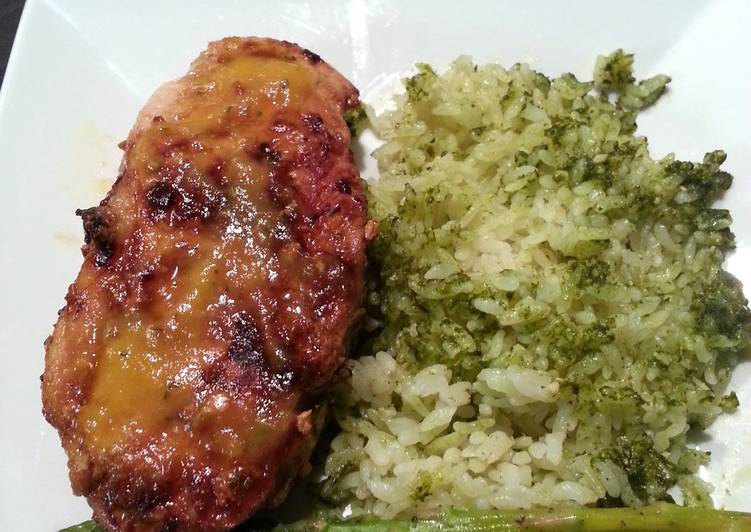 Easiest Way to Make Any-night-of-the-week Mango Habanero Pork Chops w/Green Rice