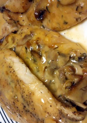 A picture of stuffed cheese baked chicken.