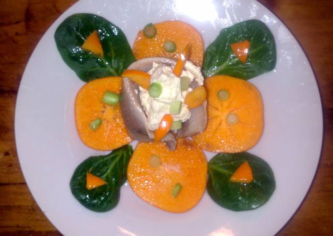 Steps to Make Homemade Sig's Matjes on Sharon Fruit with creamed Horseradish : )