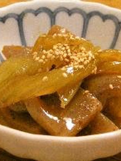 A picture of Kimpira-Style Celery and Konnyaku.