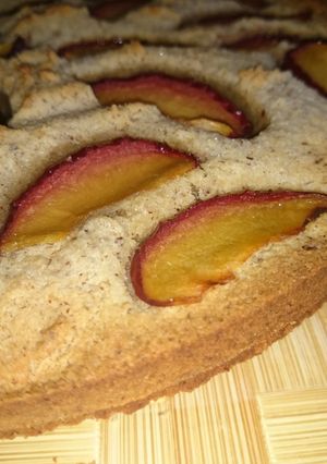 A picture of Almond and plum cake.