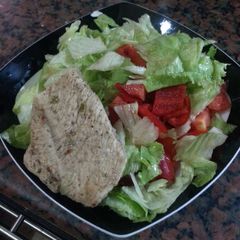 A picture of HCG diet meal 2: chicken breast and salad.