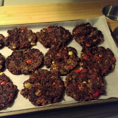 A picture of Black bean burgers.