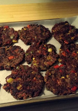 A picture of Black bean burgers.