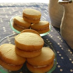 A picture of Milk Sandwich Cookies with Cream Filling.