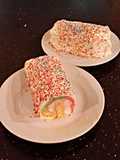 Rainbow Sherbet ( Sorbet ) Filled Striped Vanilla Cake Roll