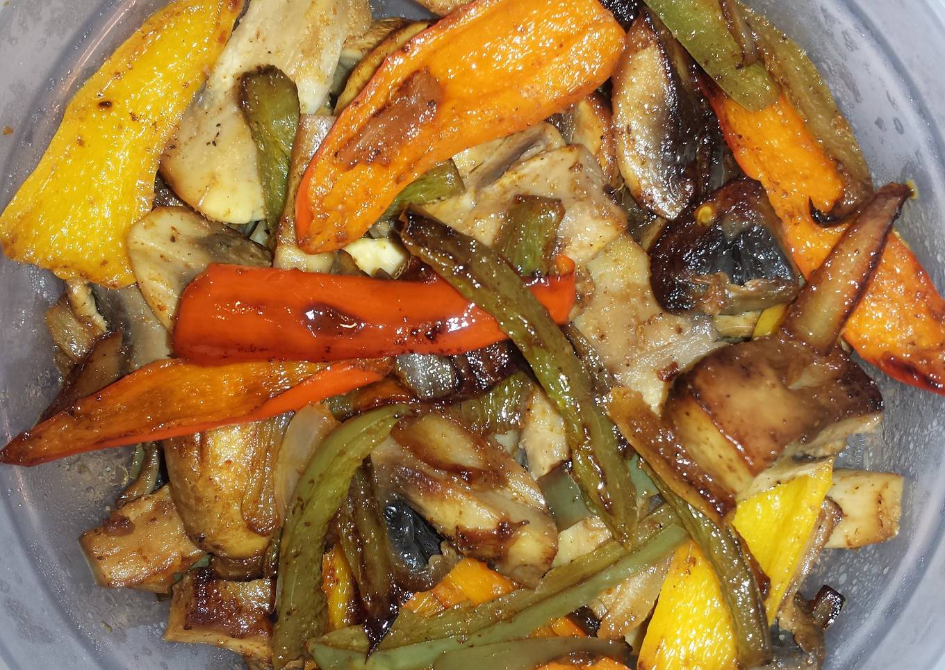 Mushrooms and peppers