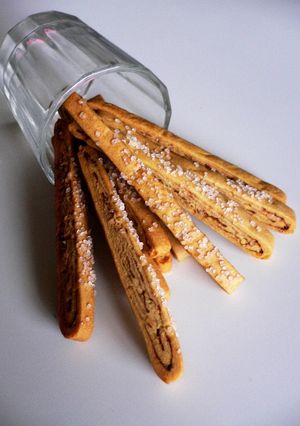 A picture of Spiral-patterned Stick Cookies.