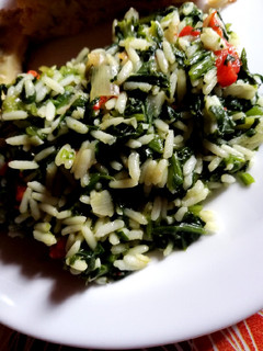 Una foto de Arroz con espinacas