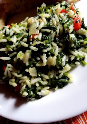 Una foto de Arroz con espinacas