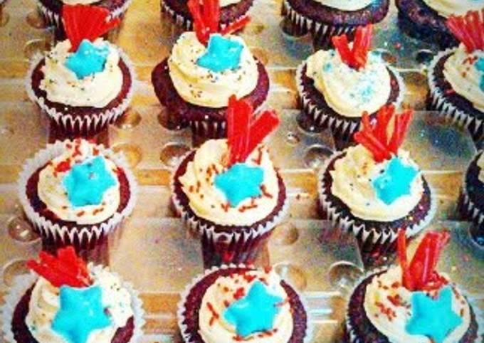 Steps to Make Homemade Ray's' 4th of July Firecracker Cupcakes