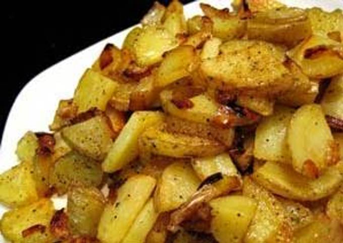 Sauteed/Fried Garlic Flavored Potatoes and Onions