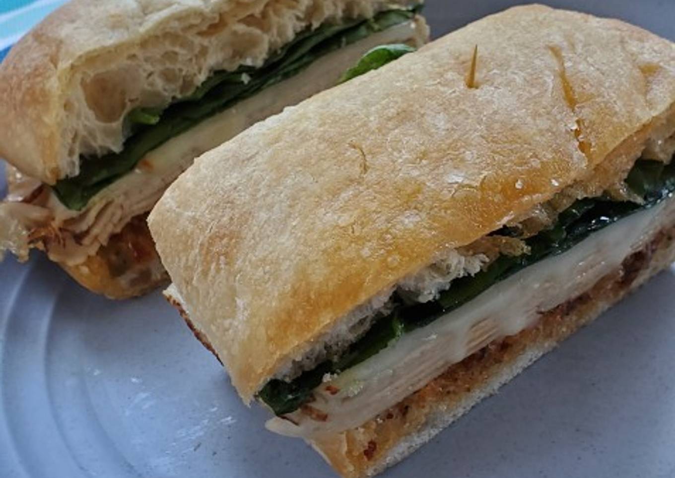 Craftsman turkey sprouts and spinach ciabatta