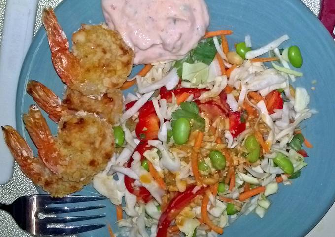 Recipe of Award-winning Baked Coconut Shrimp with Chrunchy Thai Salad