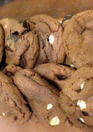 A picture of Triple Chocolate Chunk Cookies.
