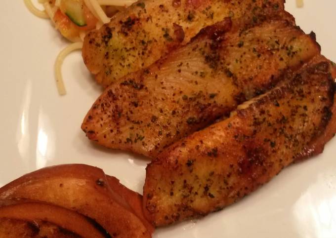 Simple Way to Prepare Super Quick Homemade Mango Noodle Salad and Grilled Tilapia