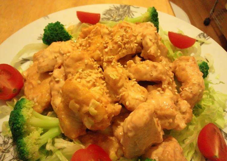Recipe of Homemade An Inexpensive Feast Made with Chicken Breast Deep-Fried Chicken with Mayonnaise