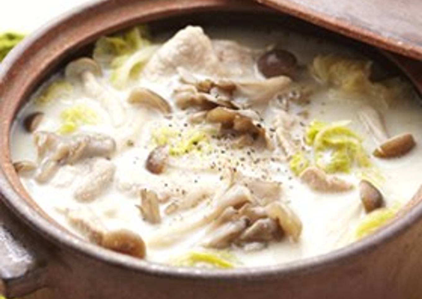 Soy Milk Hot Pot with lots of Mushrooms