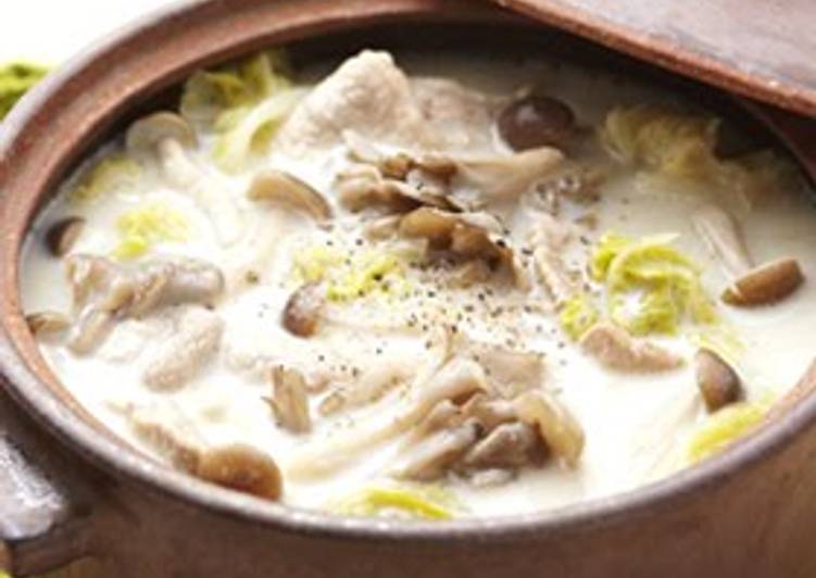 Soy Milk Hot Pot with lots of Mushrooms