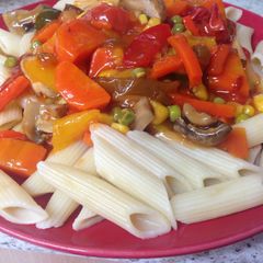A picture of My Quick Sweet and Sour Veggie Pasta 😜.
