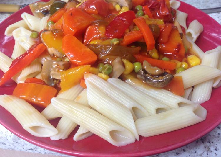Easiest Way to Prepare Quick My Quick Sweet and Sour Veggie Pasta 😜
