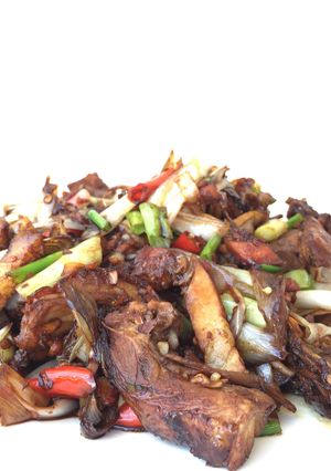 A picture of Roasted Duck and Leeks.