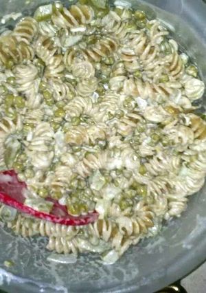 A picture of homemade macaroni salad.