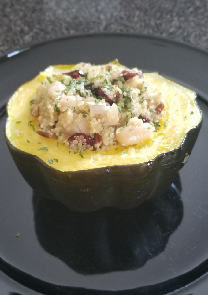 A picture of Stuffed acorn squash.