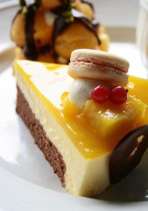 A picture of Mango Mousse Cake.
