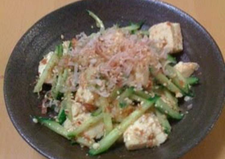 Recipe of Homemade Tofu and Cucumber Salad with Umeboshi-Sesame Dressing