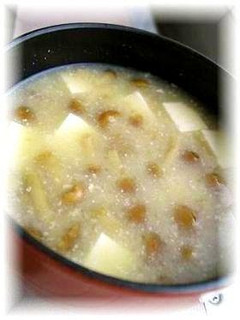 A picture of Nameko Mushroom Soup With Grated Daikon Radish.