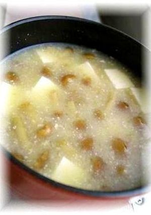 A picture of Nameko Mushroom Soup With Grated Daikon Radish.