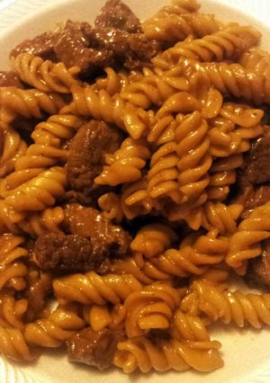 A picture of Steak and Noodles.