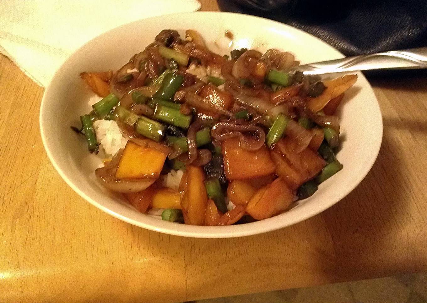 Recipe of Quick easy vegetable stir fry with soy sauce and honey