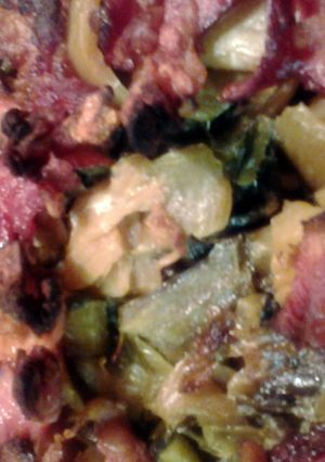 A picture of thousand layered pork and pickled mustard.