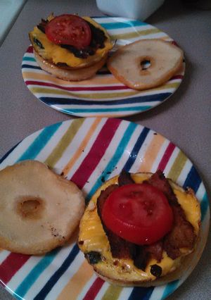 A picture of Donut breakfast sandwich.