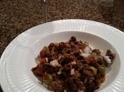 A picture of picadillo with rice