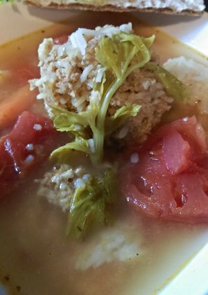 A picture of Caldo De Albondigas/ Meatball Soup.