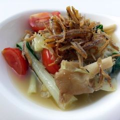 Bak Choy And Fried Dried Anchovies A picture of Bak Choy And Fried Dried Anchovies.