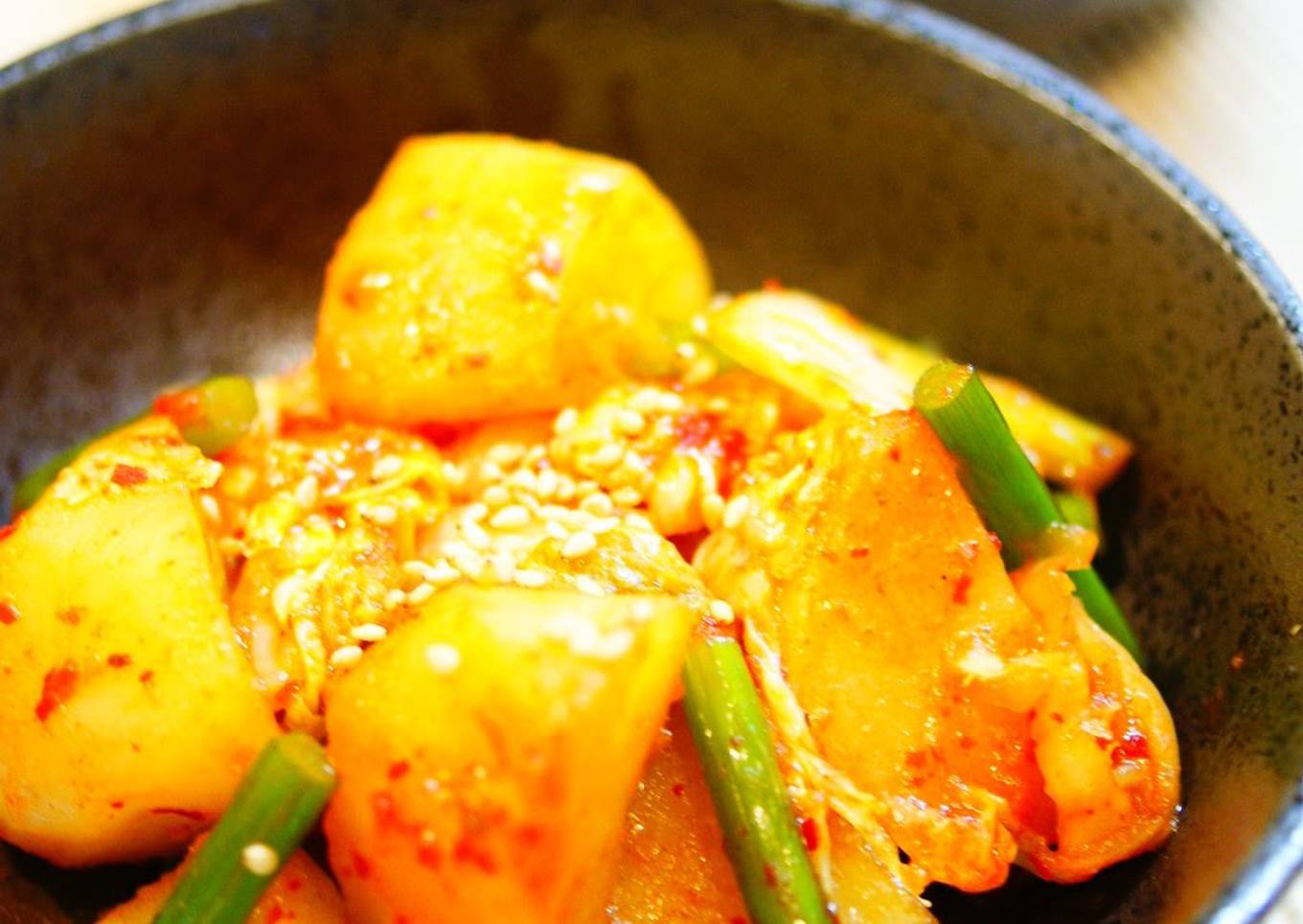 Fried Potato with Butter Kimchi