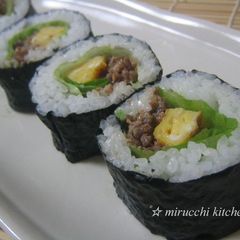 A picture of Everyone Loves This! Mayonnaise Soboro Sushi Rolls.