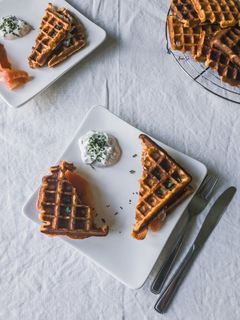 Une photo de 🍠 Gauffres à la patate douce🍠